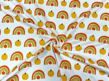 Load image into Gallery viewer, Fall Rainbow Pumpkin DBP Print #329 Double Brushed Polyester Spandex Apparel Stretch Fabric 190 GSM 58&quot;-60&quot; Wide By The Yard