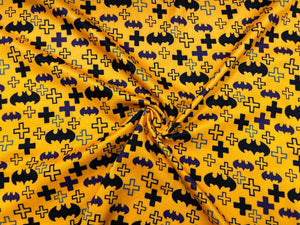 Bat man Superhero DBP Print #335 Double Brushed Polyester Spandex Apparel Stretch Fabric 190 GSM 58"-60" Wide By The Yard