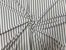 Load image into Gallery viewer, Navy White Vertical Stripe DBP Print #367 Double Brushed Polyester Spandex Apparel Stretch Fabric 190 GSM 58&quot;-60&quot; Wide By The Yard