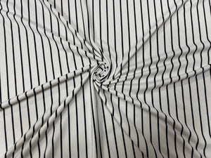 Navy White Vertical Stripe DBP Print #367 Double Brushed Polyester Spandex Apparel Stretch Fabric 190 GSM 58"-60" Wide By The Yard