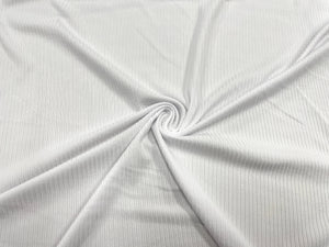 White DBP 4X2 Rib Knit #11 Double Brushed Polyester Spandex Stretch 190GSM Apparel Fabric 58"-60" Wide By The Yard
