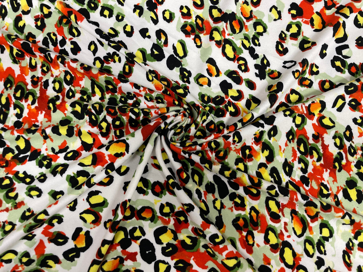 Leopard DBP Print #362 Double Brushed Polyester Spandex Apparel Stretch Fabric 190 GSM 58"-60" Wide By The Yard