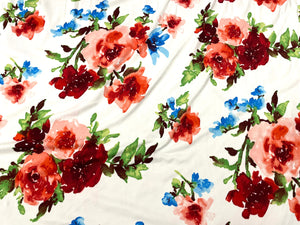 Classic Floral DBP Print #364 Double Brushed Polyester Spandex Apparel Stretch Fabric 190 GSM 58"-60" Wide By The Yard