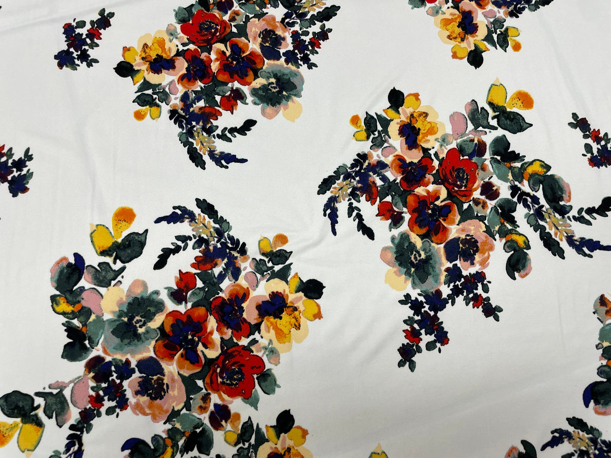 Classic Floral DBP Print #374 Double Brushed Polyester Spandex Apparel Stretch Fabric 190 GSM 58"-60" Wide By The Yard