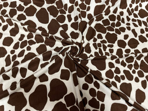 Brown Cow Spot Animal DBP Print #377 Double Brushed Polyester Spandex Apparel Stretch Fabric 190 GSM 58"-60" Wide By The Yard