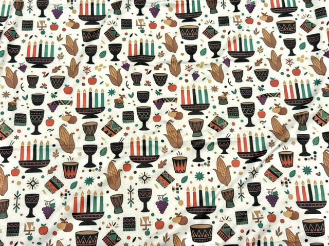 Kwanzaa DBP Print #2098 Double Brushed Polyester Spandex Apparel Stretch Fabric 190 GSM 58"-60" Wide By The Yard