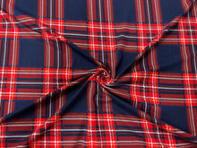 Load image into Gallery viewer, Christmas Plaid Red Navy DBP Print #385 Poly Spandex Apparel Stretch Fabric 190 GSM 58&quot;-60&quot; Wide By The Yard