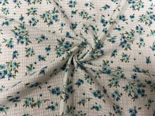 Load image into Gallery viewer, Floral Crinkle Rib Knit 4X2 Print #54 Jersey Knit Polyester Rayon Spandex Stretch 190 GSM Apparel Fabric 58&quot;-60&quot; Wide By The Yard