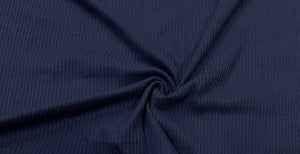 Navy DBP 4X2 Rib Knit #17 Double Brushed Polyester Spandex Stretch 190GSM Apparel Fabric 58"-60" Wide By The Yard