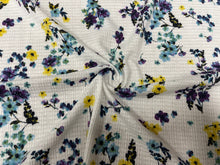 Load image into Gallery viewer, Floral Crinkle Rib Knit 4X2 Print #55 Jersey Knit Polyester Rayon Spandex Stretch 190 GSM Apparel Fabric 58&quot;-60&quot; Wide By The Yard