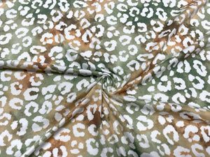 Tie-Dye Leopard Animal DBP Print #412 Double Brushed Polyester Spandex Apparel Stretch Fabric 190 GSM 58"-60" Wide By The Yard