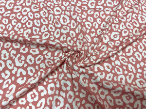 Leopard DBP Print #423 Cream Mauve Double Brushed Polyester Spandex Apparel Stretch Fabric 190 GSM 58"-60" Wide By The Yard