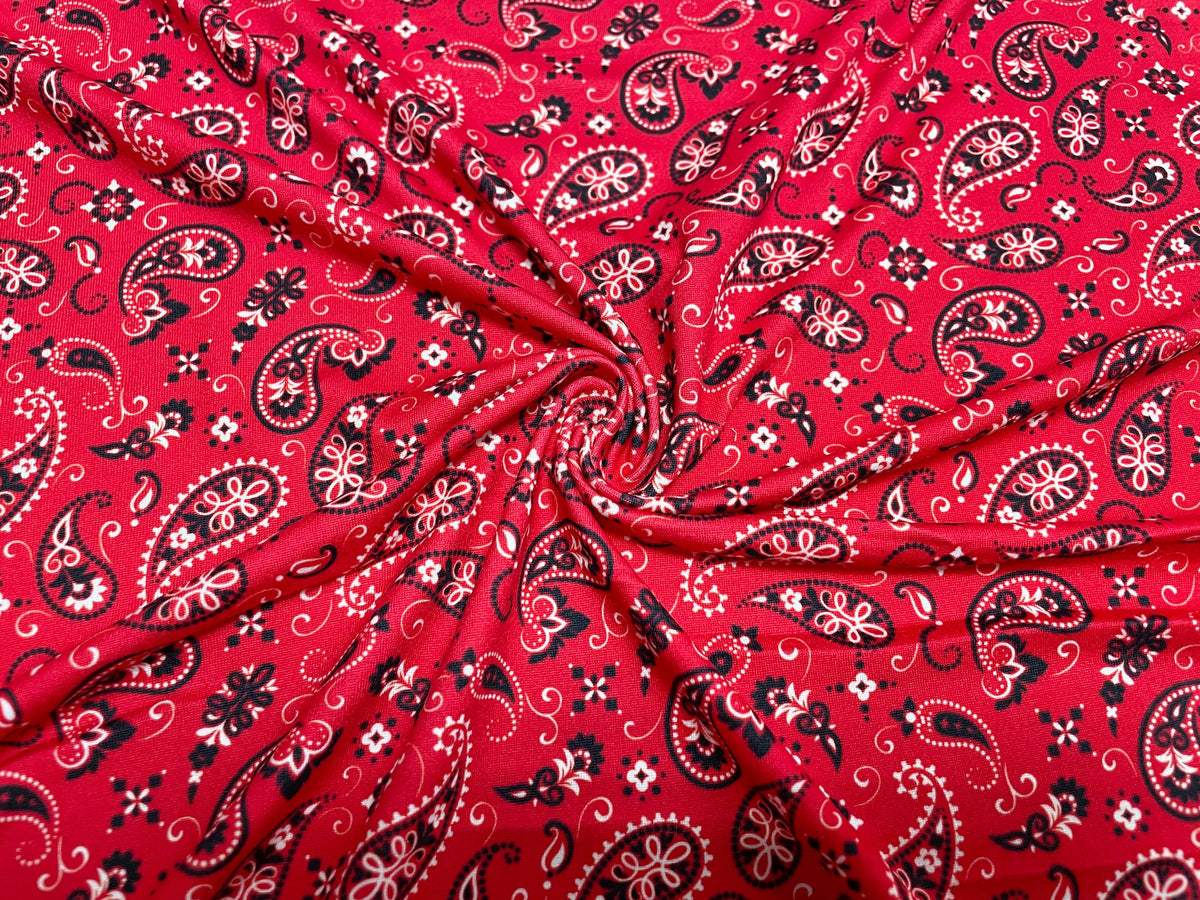 Bandana Western DBP Print #457 Double Brushed Polyester Spandex Apparel Stretch Fabric 190 GSM 58"-60" Wide By The Yard