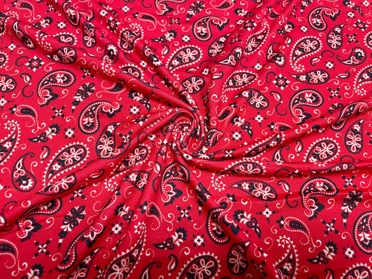 Bandana Western DBP Print #457 Double Brushed Polyester Spandex Apparel Stretch Fabric 190 GSM 58"-60" Wide By The Yard