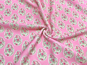 Easter Egg Floral Bullet Print #492 Ribbed Scuba Techno Double Knit 2-Way Stretch Poly Spandex Apparel Craft Fabric 58"-60" Wide BTY