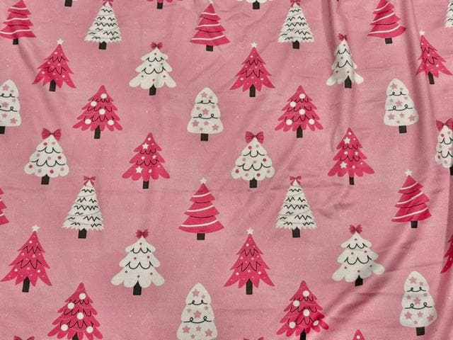 Christmas Trees DBP Print #2084 Double Brushed Polyester Spandex Apparel Stretch Fabric 190 GSM 58"-60" Wide By The Yard