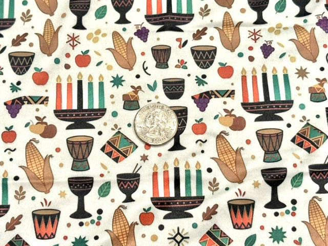 Kwanzaa DBP Print #2098 Double Brushed Polyester Spandex Apparel Stretch Fabric 190 GSM 58"-60" Wide By The Yard