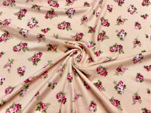 Load image into Gallery viewer, Classic Floral Rose Taupe DBP Print #512 Double Brushed Polyester Spandex Apparel Stretch Fabric 190 GSM 58&quot;-60&quot; Wide By The Yard
