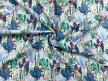 Load image into Gallery viewer, Succulent Cactus Distressed Denim Print #14 Polyester Rayon Spandex Stretch Apparel Fabric 58&quot;-60&quot; Wide By The Yard