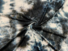 Load image into Gallery viewer, Tie-Dyed DBP 8x3 Rib Knit Print #129 Black Taupe Double Brushed Polyester Spandex Stretch 190GSM Apparel Fabric 58&quot;-60&quot; Wide By The Yard