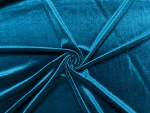 Load image into Gallery viewer, Teal #91 Stretch Velvet Polyester Spandex 250 GSM Luxury Apparel Fabric 55&quot;-56&quot; Wide By The Yard