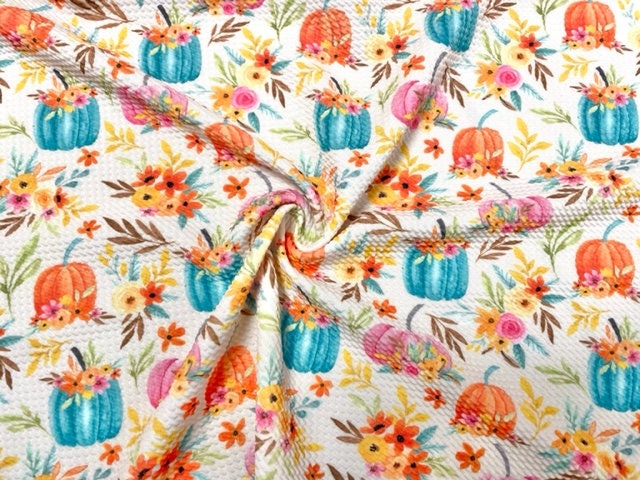 Boho Pumpkin Fall Bullet Print #576 Ribbed Scuba Techno Double Knit 2-Way Stretch Poly Spandex Apparel Craft Fabric 58"-60" Wide BTY