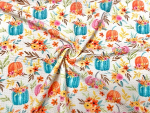 Boho Pumpkin Fall Bullet Print #576 Ribbed Scuba Techno Double Knit 2-Way Stretch Poly Spandex Apparel Craft Fabric 58"-60" Wide BTY