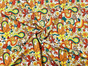 Hippie Boho Fall Bullet Print #582 Ribbed Scuba Techno Double Knit 2-Way Stretch Poly Spandex Apparel Craft Fabric 58"-60" Wide BTY