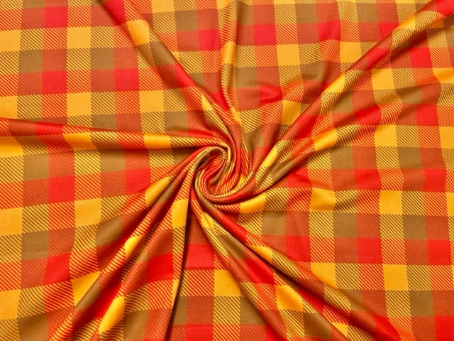 Fall Plaid DBP Print #604 Double Brushed Polyester Spandex Apparel Stretch Fabric 190 GSM 58"-60" Wide By The Yard