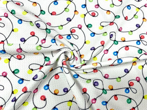Christmas Xmas Lights Bullet Print #603 Ribbed Scuba Techno Double Knit 2-Way Stretch Poly Spandex Apparel Craft Fabric 58"-60" Wide BTY