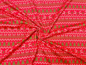 Ugly Christmas Xmas Sweater DBP Print #621 Double Brushed Polyester Spandex Apparel Stretch Fabric 190 GSM 58"-60" Wide By The Yard