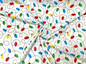 Christmas Xmas Lights DBP Print #622 Double Brushed Polyester Spandex Apparel Stretch Fabric 190 GSM 58"-60" Wide By The Yard