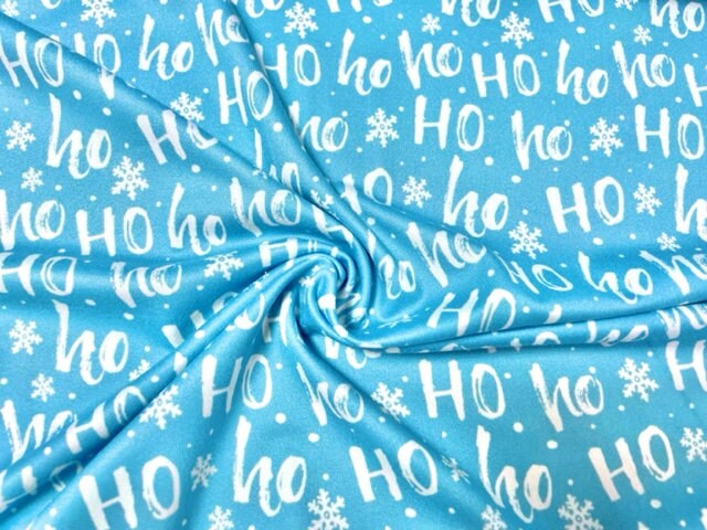 HoHoHo Christmas Xmas DBP Print #655 Double Brushed Polyester Spandex Apparel Stretch Fabric 190 GSM 58"-60" Wide By The Yard
