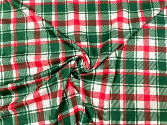 Christmas Xmas Plaid DBP Print #656 Double Brushed Polyester Spandex Apparel Stretch Fabric 190 GSM 58"-60" Wide By The Yard