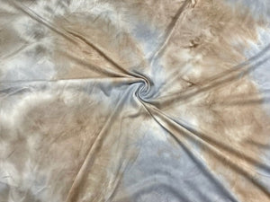 DBP Tie-Dye Print #565 Silver Latte Double Brushed Polyester Spandex Apparel Stretch Fabric 190 GSM 58"-60" Wide By The Yard