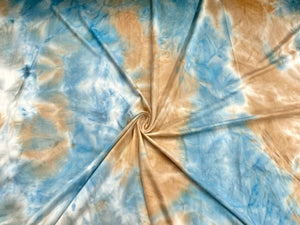 DBP Tie-Dye Print #578 White Jade Latte Double Brushed Polyester Spandex Apparel Stretch Fabric 190 GSM 58"-60" Wide By The Yard