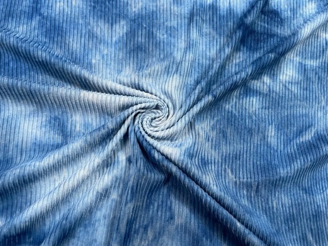 Tie-Dye DBP 4x2 Rib Knit Print #137 Denim Double Brushed Polyester Spandex Stretch 190GSM Apparel Fabric 58"-60" Wide By The Yard