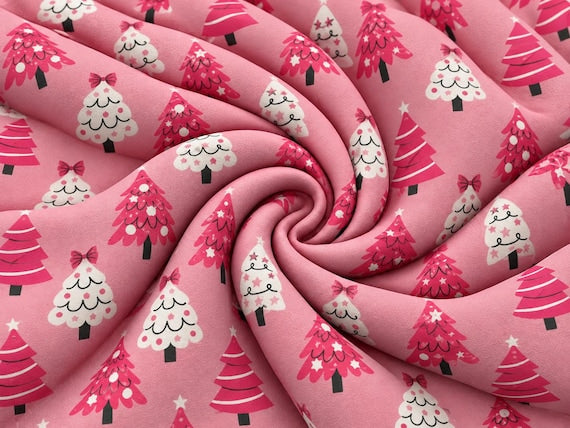 Christmas Tree Super Scuba Techno Print #2084 Double Knit Stretch Fabric Poly Spandex Fabric 58"-60" Wide By The Yard