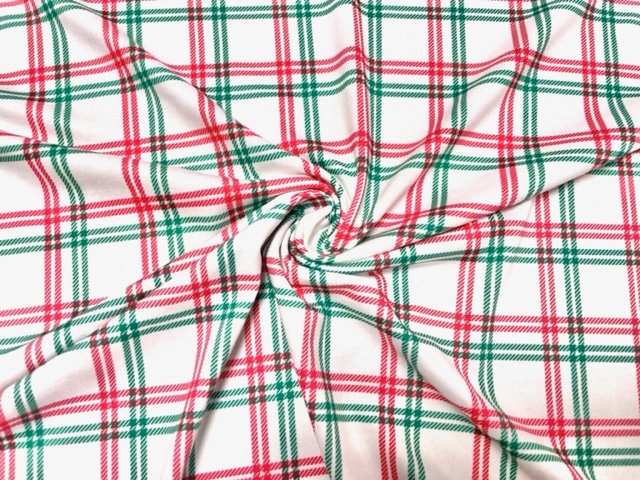 Christmas Xmas Plaid DBP Print #667 Double Brushed Polyester Spandex Apparel Stretch Fabric 190 GSM 58"-60" Wide By The Yard