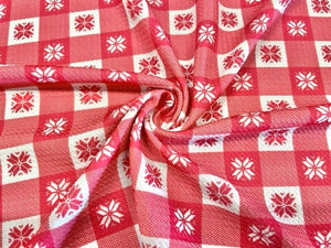 Buffalo Plaid Snowflake Bullet Print #621 Ribbed Scuba Techno Double Knit 2-Way Stretch Poly Spandex Apparel Craft Fabric 58"-60" Wide BTY
