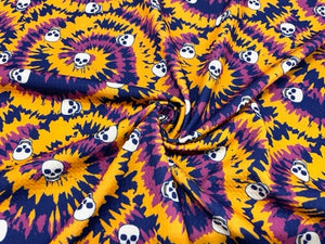 Tie Dye Skull Bullet Print #639 Ribbed Scuba Techno Double Knit 2-Way Stretch Poly Spandex Apparel Craft Fabric 58"-60" Wide BTY