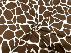 Cow Spot Cowhide Brown DBP Print #674 Double Brushed Polyester Spandex Apparel Stretch Fabric 190 GSM 58"-60" Wide By The Yard