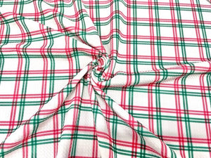 Christmas Plaid Xmas Bullet Print #652 Ribbed Scuba Techno Double Knit 2-Way Stretch Poly Spandex Apparel Craft Fabric 58"-60" Wide BTY
