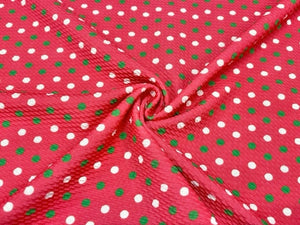 Christmas Polka Dot Bullet Print #655 Ribbed Scuba Techno Double Knit 2-Way Stretch Poly Spandex Apparel Craft Fabric 58"-60" Wide BTY