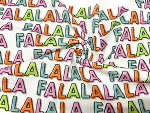 FALALALALA Xmas Christmas Bullet Print #659 Ribbed Scuba Techno Double Knit 2-Way Stretch Poly Spandex Apparel Craft Fabric 58"-60" Wide BTY
