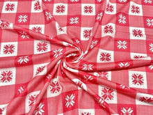 Load image into Gallery viewer, Buffalo Plaid Snowflake Christmas DBP Print #690 Double Brushed Polyester Spandex Apparel Stretch Fabric 190 GSM 58&quot;-60&quot; Wide By The Yard