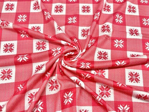 Buffalo Plaid Snowflake Christmas DBP Print #690 Double Brushed Polyester Spandex Apparel Stretch Fabric 190 GSM 58"-60" Wide By The Yard