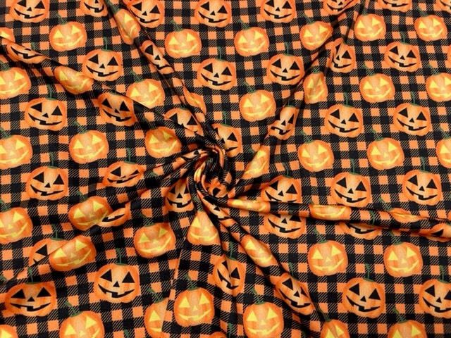 Buffalo Plaid Pumpkin DBP Print #601 Double Brushed Polyester Spandex Apparel Stretch Fabric 190 GSM 58"-60" Wide By The Yard