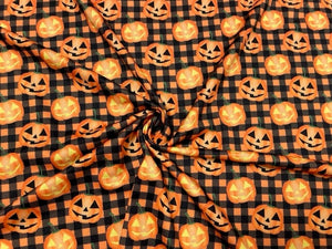 Buffalo Plaid Pumpkin DBP Print #601 Double Brushed Polyester Spandex Apparel Stretch Fabric 190 GSM 58"-60" Wide By The Yard