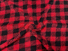 Load image into Gallery viewer, Buffalo Plaid Sherpa Faux Fur #48 Black Red 100% Polyester Medium Pile Super Soft Stretch Fabric Very Soft 58&quot;-60&quot; Wide By The Yard